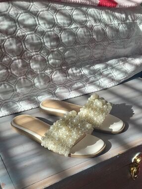 a new day Ivory Pearl-Embellished Slide Mules